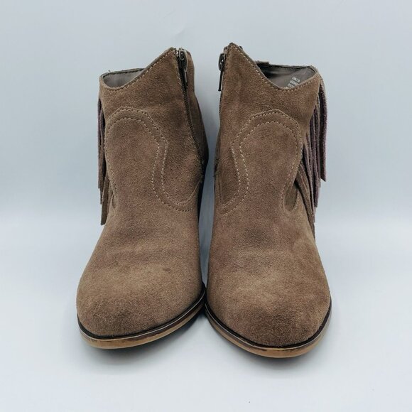 Steve Madden Shoes Womens 7.5 M Brown Suede Leather Cian Bootie Western Fringe - Picture 4 of 12